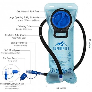 RUPUMPACK Isolierter kleiner Trinkrucksack mit BPA-freier 2-Liter-Wasserblase für Männer Frauen Kinder passend für Outdoor-Ausrüstung zum Wandern Laufen Radfahren Camping Skifahren 15 l