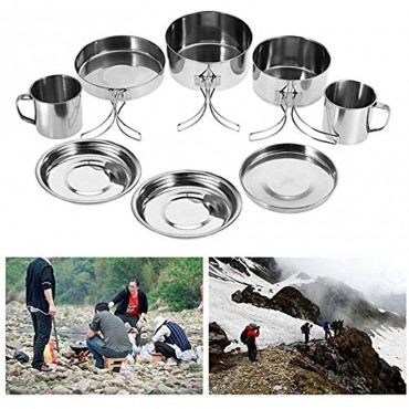 8pcs Camping Kochgeschirr-Kit Outdoor Camping Cookware Portable Stainless Steel Hiking Backpacking Picnic Cooking Set Pan Pot Cup Cookset