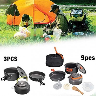 Souarts Camping Kochgeschirr Kit Outdoor Aluminium Leichte Camping Pot Pan Kochen Set für Camping Wandern Faltbare Campingtöpfe Orange