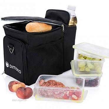 Dimono Kühltasche Picknicktasche 15 Liter mit 3 Brotzeitdosen Lunchtasche Isotasche für Mittagessen inkl. 3 Boxen Kühlakku