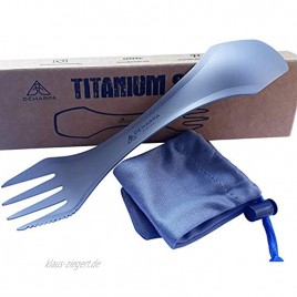 DEMARPA ultraleichter Titan Spork 3 in 1 Kombination von Löffel Gabel und Messer Göffel für alle Outdoor-Aktivitäten Camping und Wandern leichtes Essbesteck für die Mittagpause