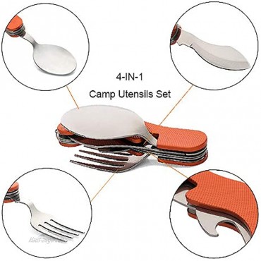 MUXIOM 4-in-1 Campingbesteck Besteck-Set zusammenklappbar Löffel Gabelöffner und Messer Geschirr Abendessen Utensilien-Set